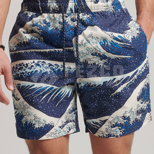 Shorts de plage décontractés à taille élastique, nouveau style, respirants et à séchage rapide, en polyester/coton, motif uni, les plus vendus - Product Image 2