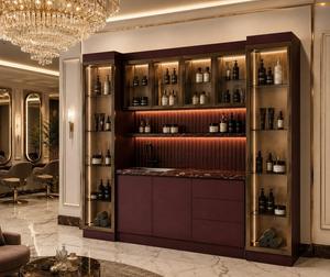 Estación de Color para Salón de Belleza Moderna, Personalizada, Directo de Fábrica, con Gabinetes de Almacenamiento, Estantes LED y Encimera con Aspecto de Mármol para Sala de Estar - Product Image 5