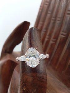 Oval Shape Three Stone Fine Jewelry 14K Solid Yellow <b>Rose</b> Gold Vvs Lab Grown Diamond Engagement Ring 2.0 CT White Wedding Ring - Product Image 6