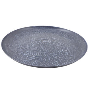 Assiettes rondes décoratives de mariage assiette de service grise pour la maison et l'hôtel vaisselle de table faite à la main personnalisée - Product Image 1