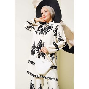 Ensemble 2 Pièces Ethnique en Viscose à Motifs Ecru - Product Image 3