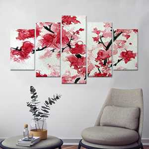Lienzo Impreso: Arte de Pared con Diseño de Flores de Cerezo - Elegante Paisaje Floral, Lienzo Enrollado 5Pmix - Product Image 1