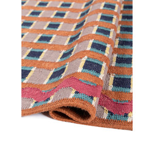 Alhambra Classic Wool <b>Rugs</b> Red Orange Geometric Flat Weave for Home ADWL-13293 Rectangle Jute <b>Rug</b> for Hallway Living Room - Product Image 2