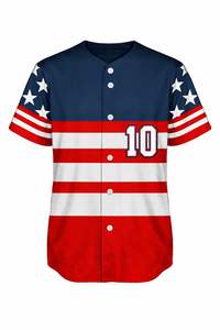 Maillot de baseball respirant à séchage rapide 100% polyester à col en V et manches courtes avec impression de logo et design personnalisés - Product Image 2