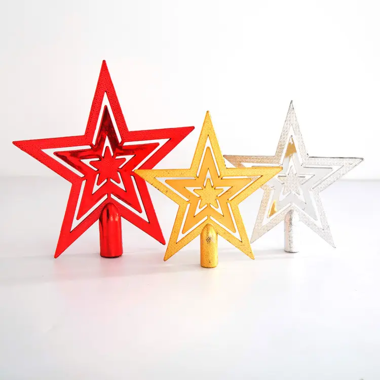 Arbre de Noël top star Noël cinq étoiles décoration fournitures trois couches cinq étoiles galvanoplastie accessoires en plastique