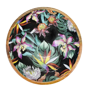 Cuenco de madera con estampado esmaltado, cuenco para servir aperitivos, diseño moderno, cuenco de madera reutilizable con logotipo personalizado impreso con flores - Product Image 1