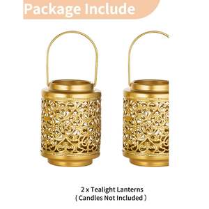 Luxury <b>Gold</b> Metal Candle <b>Lantern</b> Flameless Votive for Easter Christmas Halloween Wedding Decor Tabletop Decor Wholesale Price - Product Image 5