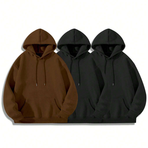 Meilleur fournisseur Sweats à capuche à manches longues avec poche et tenue décontractée de tous les jours Pulls à capuche solides et lourds au tarif de gros - Product Image 3