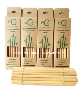 Eco2go Vietnam Manufacturer's Customized Bulk Biodegradable Bamboo Fiber Disposable Straws with Laser Engraved Logo Free Sample - Product Image 6
