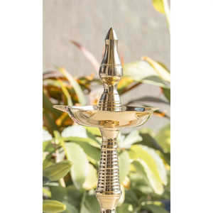 Support/Pilier en laiton pur Indian Art Villa pour Diya/Deepak/Lampe/Lanterne avec design en dôme pour la décoration de la maison Pooja, article cadeau Diwali - Product Image 2