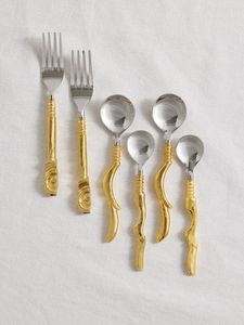 Premium Handmade Brass <b>Cutlery</b> Set Sustainable Eco-friendly Modern Luxury Design Gold Handles for Wedding Dining Presentation - Product Image 3