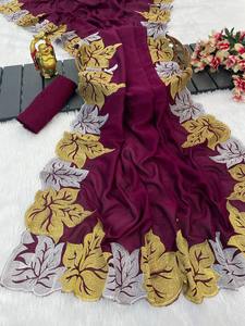 Evergreen Designer Outfit Belle Couleur Vichitra Soie Saree Blouse Avec Zari Travail Magnifique À La Recherche Top Qualité Femme Mode - Product Image 5