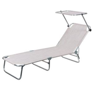 Lettino Prendisole Pieghevole in Alluminio Vieste Est, Colore Ecru, Arredo Esterno in Plastica per Piscina, Cortile e Relax - Ideale per Nuotare - Product Image 1