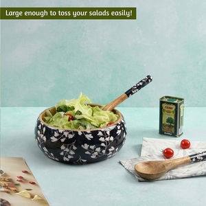 ภาชนะใส่อาหารดีไซน์เนอร์ทรงกลมชามผสมอาหารงานไม้เคลือบภาชนะใส่อาหารขนาดใหญ่สำหรับใช้ในบ้านชามผสมอาหาร - Product Image 3