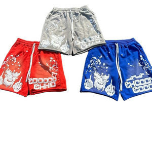 Nouvel arrivage de shorts délavés au soleil unisexe High Street pour hommes, ourlet brut, éponge française, motif solide, lavage à l'acide, bord brut, streetwear - Product Image 2