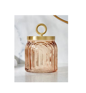 Contenedor de almacenamiento de cocina decorativo con tapa de cobre sellada Anillo de cobre Tarro de almacenamiento de vidrio de grano vertical más vendido - Product Image 2