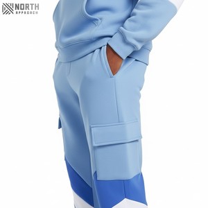 100% Cotton Fleece <b>Distressed</b> Embroidery Breathable Hooded Tracksuits for Men Flare Sweat Pants Hoodie Set Puff Printing Logo - Product Image 4