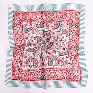 Bandana en coton imprimé à la main à motifs ethniques, léger, écologique, respirant, à nouer, carré, pour les sports de plein air - Product Image 4