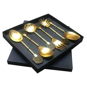 Ensemble de couverts à salade en acier inoxydable fait main 6 pièces d'ustensiles de cuisine et de fête de qualité supérieure - Product Image 1