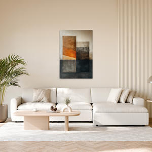 Hecho en Alemania-Decoración para el hogar Lienzo Imagen Bloque Arte Superficies-Mural de pintura de pared en beige y naranja-Arte de marco de Camilla - Product Image 3