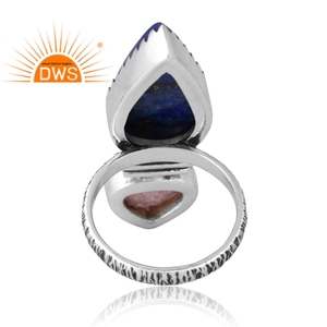 New Stylish Design 925 Silver Natural Lapis & Strawberry <b>Quartz</b> Gemstone <b>Ring</b> For Women Custom Jewelry Manufacturer - Product Image 2