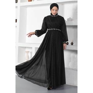 ชุดราตรี ElbiseInci ประดับกลิตเตอร์ทรงเอไลน์ คอสูง ไซส์ XS เอวทรงเอ็มไพร์ ยาวระดับเข่า เหมาะสำหรับงานเลี้ยงและงานพรอม - Product Image 4