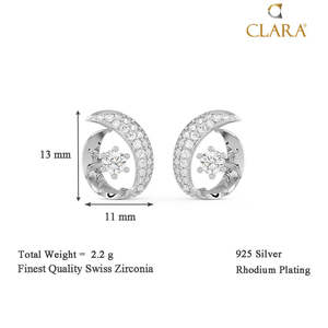 Pendientes de Plata de Ley 925 de Primera Calidad para Mujeres y Niñas, con Oro de 14K y Zafiro, Corte Princesa, Diamantes, Forma de Gota de Agua y Luna - Product Image 4