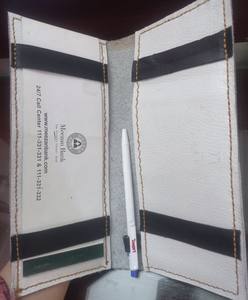 Portefeuille de chéquier en cuir véritable avec logo personnalisé pur 100 - Product Image 1