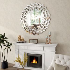 Modern Gold Art Deco Handmade Sunburst Wall <b>Mirror</b> Square Glass <b>Tile</b> Metal Iron Frame for Living Room Entryway Wedding - Product Image 3