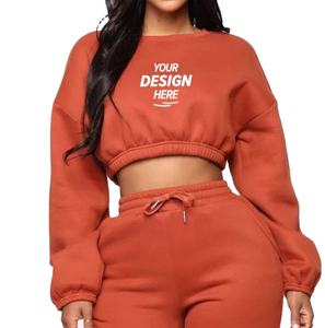 สเวตเชิ้ตคอกลมแขนยาวผ้าฝ้ายสำหรับผู้หญิงเสื้อครอปเอวยางยืด2024โลโก้ได้ตามต้องการเสื้อผ้าแนวสตรีทแวร์น้ำหนักเบา - Product Image 1