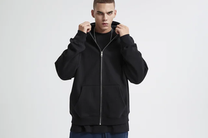 Sudadera con capucha de peso pesado de cuerpo delgado para hombre con diseño de bordado de logotipo personalizado con cremallera completa característica transpirable para hombre - Product Image 6