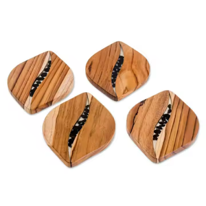 Posavasos de nogal hechos a mano de primera calidad, estilo clásico, cuadrado, ecológico, reutilizable, Mango, Acacia, madera, manteles para bebidas, almohadillas - Product Image 6