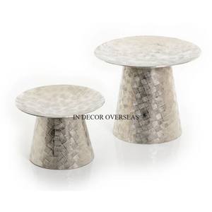 Ensemble en métal de qualité supérieure de concepteur élégant poli brillant de finition de couleur argentée de 2 articles de nourriture servant le plateau d'Inde - Product Image 5