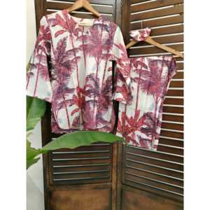 Conjunto de Pijama Informal y Transpirable para Mujer, Marca Breezy Palm, Tejido Modal, Manga Larga, Cintura Elástica con Botones y Cordón Ajustable - Product Image 2