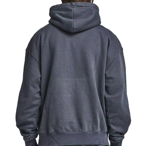 OEM Wholesale <b>Men's</b> Heavy Washed <b>Grey</b> French Terry Streetwear Hoodie Custom Heavyweight Acid Wash Oversized Unisex 100% Cotton - Product Image 3