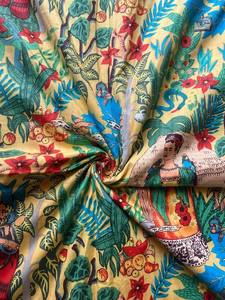 Tela de Jersey de algodón indio hecha a mano, tela de confección para mujer con estampado de bloques de pájaros, tela suelta Rning - Product Image 6