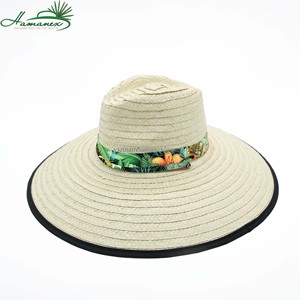 Hot sale 2024 White rotating straw hat with green and yellow textured fabric, black hem and chin <b>laces</b> model HA275 - Product Image 4
