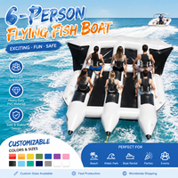 Bateaux de pêche gonflables de poisson volant gonflable de 6 sièges pour le parc aquatique, bateau volant de pêche de tube de flotteur gonflable