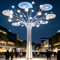 Sculpture d'arbre lumineuse RGB en acier inoxydable avec télécommande, éclairage extérieur IP65 pour parcs et aménagements paysagers
