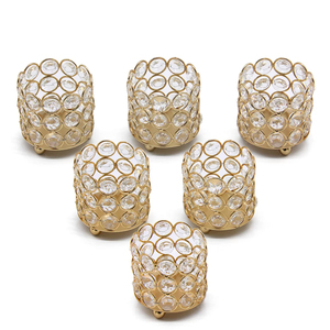 Candelero de cristal dorado Vendedor caliente Soporte de luz en T de forma redonda grande y soporte Decoración elegante Perfecta para bodas - Product Image 1