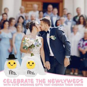 Ensemble de peluches personnalisées pour les couples mariés et mariés, soutien émotionnel au crochet, cadeaux de mariage positifs pour les couples - Product Image 6
