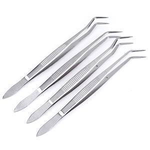 Pinzas Dentales de Algodón, 4 Piezas, Pinzas Quirúrgicas de Acero Inoxidable para Tejidos Médicos, Pinzas con Puntas Curvas, Herramienta de Odontología - Product Image 1
