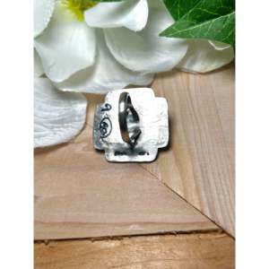 Tillie Jon Kingman <b>Boho</b> Style <b>Ring</b> Turquoise & Sterling <b>Silver</b> with Bezel Setting Size 9 Vermeil Rhodium Plating Everyday Wear - Product Image 4