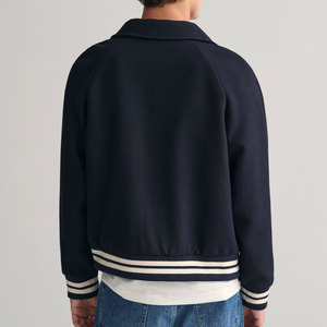 Customization Available Men's Solid Casual Stand Collar Lettermen College Baseball Varsity Coated Jacket Front Premium - Product Image 2