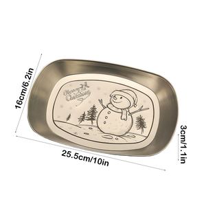 Plateau de service en métal en forme de bonhomme de neige de Noël, plat décoratif de fête pour les biscuits, les collations, la décoration de table, cadeau - Product Image 3