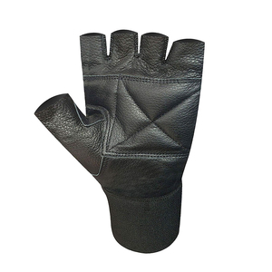 Gants de sport en coton à demi-doigts pour hommes et femmes, poids lourd, avec paumes rembourrées, prise ferme, soutien du poignet pour la musculation - Product Image 3