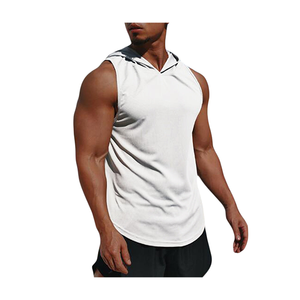 Vente en gros Nouvel arrivage de sweat-shirt de musculation sans manches respirant Muscle Fit sweat à capuche couleur unie sweat à capuche de gymnastique pour hommes - Product Image 5