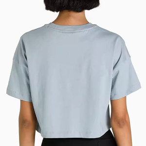 Meilleure qualité Streetwear nouveau doux coton blanc culture t-shirt dames Logo personnalisé respirant séchage rapide femmes haut court t-shirt - Product Image 3