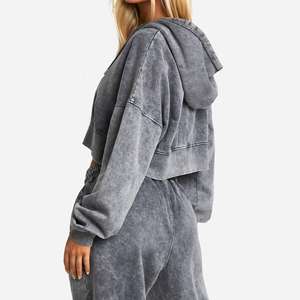 Cropped Pullover Sweatshirt Crop <b>Top</b> Hoodie Factory Custom <b>Women</b> Sportswear Apparel Fitness Yoga Cotton <b>Fleece</b> Gym Hooded Jogger - Product Image 2