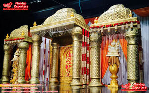 Boda Maharani Mayur Mandap con cúpula tema dorado boda del sur de la India Mandap Srilankan pubertad ceremonia boda Mandap/escenario - Product Image 5